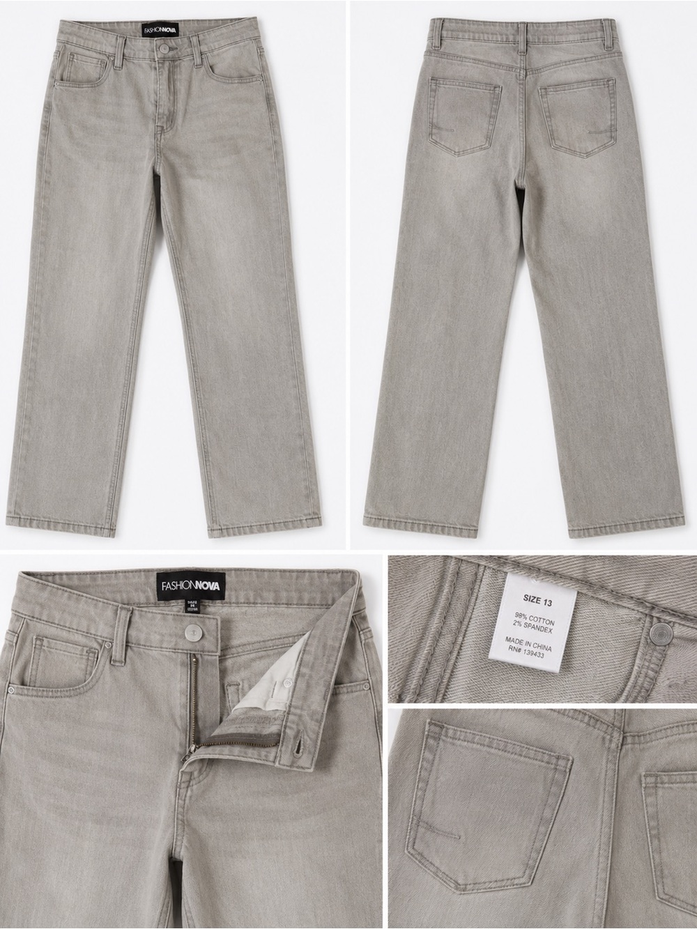 Fashion Nova Men’s Light Grey Relaxed Jeans